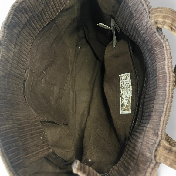 Capello Straworld Brown corduroy holiday Christmas tote bag - Picture 8 of 8